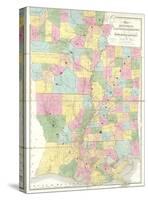 Map of Mississippi, Louisiana and Arkansas, c.1839-David H^ Burr-Stretched Canvas