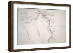 Map of Mississippi River by Guillaume Delisle on Paper, Created in Paris, 1702-null-Framed Giclee Print