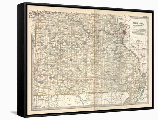 Map of Missouri, Southern Part. United States-Encyclopaedia Britannica-Framed Stretched Canvas