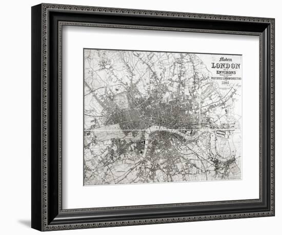 Map of Modern London and Its Environs, 1854-null-Framed Giclee Print