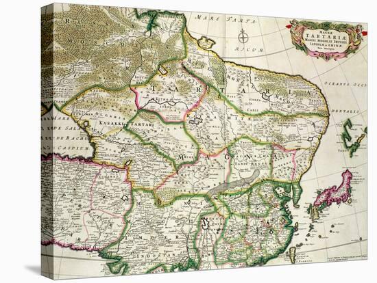 Map of Mongolia Showing Part of Russia, Japan and China, C.1680-Frederick de Wit-Stretched Canvas
