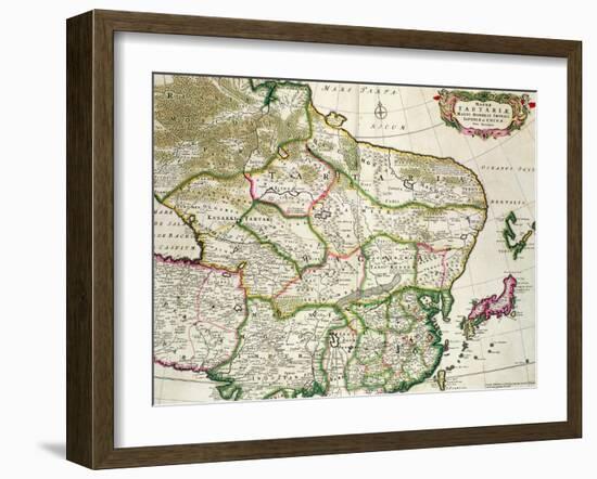 Map of Mongolia Showing Part of Russia, Japan and China, C.1680-Frederick de Wit-Framed Giclee Print