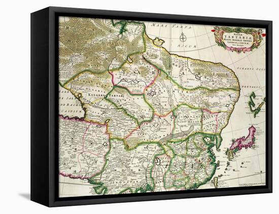 Map of Mongolia Showing Part of Russia, Japan and China, C.1680-Frederick de Wit-Framed Stretched Canvas