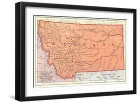 Map of Montana-null-Framed Art Print