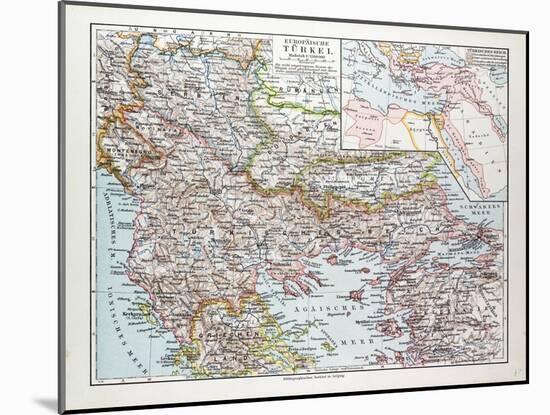Map of Montenegro Serbia Macedonia Northern Greece Bulgaria Albania Western Turkey 1899-null-Mounted Giclee Print