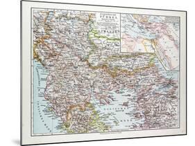 Map of Montenegro Serbia Macedonia Northern Greece Bulgaria Albania Western Turkey 1899-null-Mounted Giclee Print