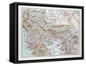 Map of Montenegro Serbia Macedonia Northern Greece Bulgaria Albania Western Turkey 1899-null-Framed Stretched Canvas