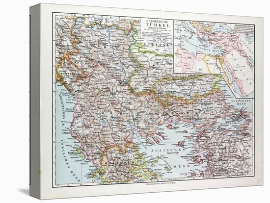 Map of Montenegro Serbia Macedonia Northern Greece Bulgaria Albania Western Turkey 1899-null-Stretched Canvas