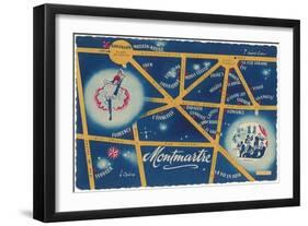 Map of Montmartre, Paris-null-Framed Art Print