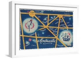 Map of Montmartre, Paris-null-Framed Art Print