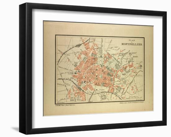 Map of Montpellier, France-null-Framed Giclee Print