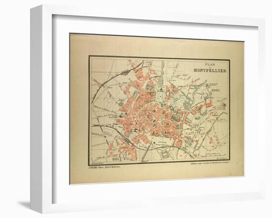 Map of Montpellier, France-null-Framed Giclee Print