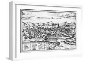 Map of Montpellier, from Civitates Orbis Terrarum by Georg Braun-Joris Hoefnagel-Framed Giclee Print