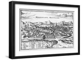 Map of Montpellier, from Civitates Orbis Terrarum by Georg Braun-Joris Hoefnagel-Framed Premium Giclee Print