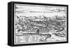 Map of Montpellier, from Civitates Orbis Terrarum by Georg Braun-Joris Hoefnagel-Framed Stretched Canvas