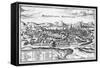 Map of Montpellier, from Civitates Orbis Terrarum by Georg Braun-Joris Hoefnagel-Framed Stretched Canvas