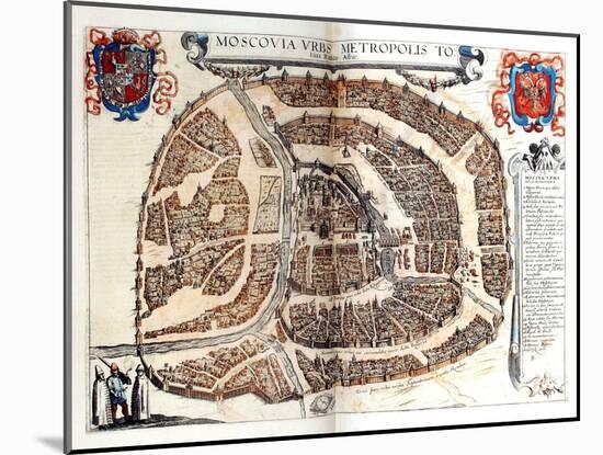 Map of Moscow, 1572-Georg Braun-Mounted Giclee Print