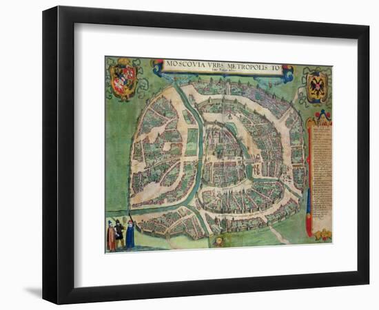 Map of Moscow, from "Civitates Orbis Terrarum" by Georg Braun and Frans Hogenberg circa 1572-1617-Joris Hoefnagel-Framed Giclee Print