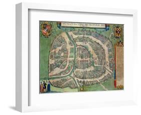 Map of Moscow, from "Civitates Orbis Terrarum" by Georg Braun and Frans Hogenberg circa 1572-1617-Joris Hoefnagel-Framed Giclee Print