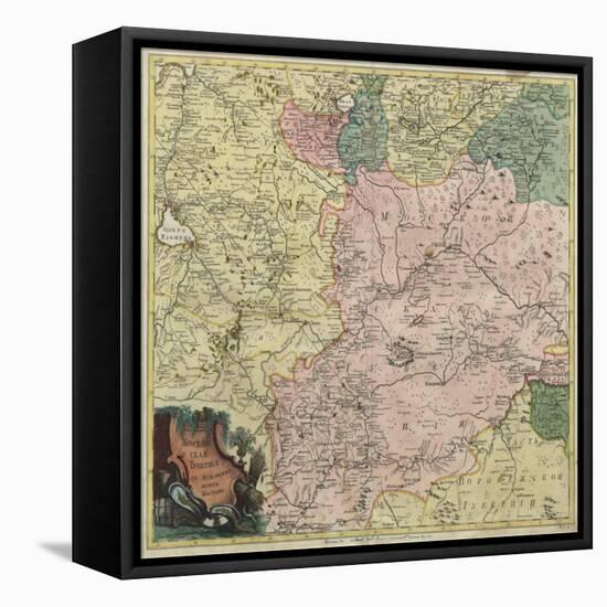 Map of Moscow Governorate and Parts of Nearest Provinces, 1745-null-Framed Stretched Canvas