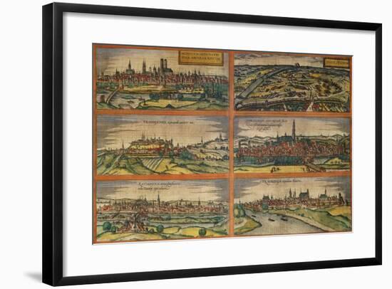 Map of Munich, Ingolstadt, Freising, Nordlingen, Regensburg and Straubing, Germany-null-Framed Giclee Print
