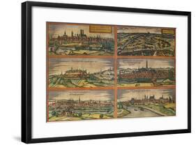 Map of Munich, Ingolstadt, Freising, Nordlingen, Regensburg and Straubing, Germany-null-Framed Giclee Print