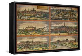 Map of Munich, Ingolstadt, Freising, Nordlingen, Regensburg and Straubing, Germany-null-Framed Stretched Canvas