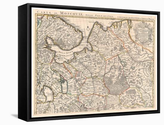 Map of Muscovy Par Delisle (De L'isle), Guillaume (1675-1726). Etching, Watercolour, 1740, Private-Guillaume Delisle-Framed Stretched Canvas