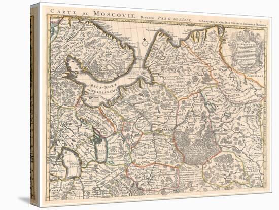 Map of Muscovy Par Delisle (De L'isle), Guillaume (1675-1726). Etching, Watercolour, 1740, Private-Guillaume Delisle-Stretched Canvas