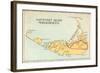 Map of Nantucket Island, Massachusetts-null-Framed Art Print