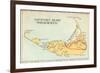 Map of Nantucket Island, Massachusetts-null-Framed Premium Giclee Print