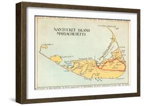 Map of Nantucket Island, Massachusetts-null-Framed Art Print