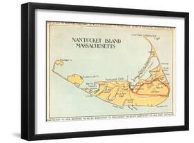 Map of Nantucket Island, Massachusetts-null-Framed Art Print