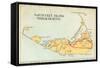 Map of Nantucket Island, Massachusetts-null-Framed Stretched Canvas