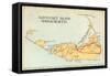 Map of Nantucket Island, Massachusetts-null-Framed Stretched Canvas