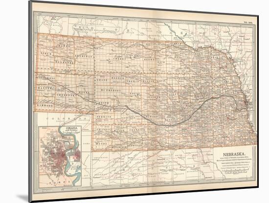 Map of Nebraska. United States. Inset Map of Omaha and Vicinity-Encyclopaedia Britannica-Mounted Art Print