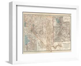 Map of Nevada and Utah. United States. Inset Map of Salt Lake City and Vicinity-Encyclopaedia Britannica-Framed Art Print