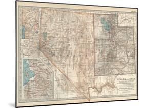 Map of Nevada and Utah. United States. Inset Map of Salt Lake City and Vicinity-Encyclopaedia Britannica-Mounted Art Print