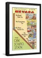 Map of Nevada, One Sound State, No Tax-null-Framed Art Print