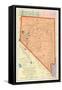 Map of Nevada-null-Framed Stretched Canvas