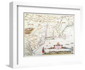 Map of New Belgium with a View of New Amsterdam-Joannes Jansson-Framed Giclee Print