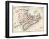 Map of New Brunswick and Nova Scotia and Prince Edward Island (Canada) in the Atlantic Ocean, Circa-null-Framed Giclee Print