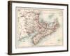 Map of New Brunswick and Nova Scotia and Prince Edward Island (Canada) in the Atlantic Ocean, Circa-null-Framed Giclee Print