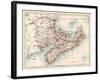 Map of New Brunswick and Nova Scotia and Prince Edward Island (Canada) in the Atlantic Ocean, Circa-null-Framed Giclee Print