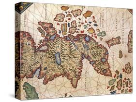Map of New Caledonia, from Nautical Atlas by Giorgio Sideri Called Callapoda-null-Stretched Canvas