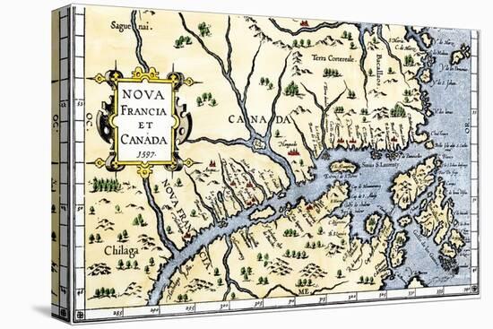 Map of New France and Canada, c.1597-null-Stretched Canvas