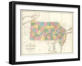 Map of New Jersey and Pennsylvania, c.1839-David H^ Burr-Framed Art Print