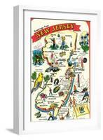 Map of New Jersey with Attractions-null-Framed Art Print