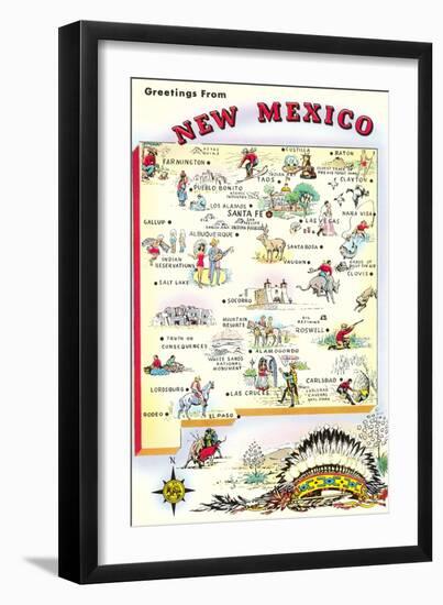 Map of New Mexico-null-Framed Art Print