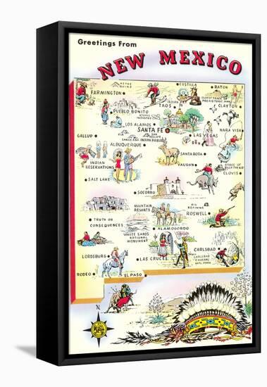 Map of New Mexico-null-Framed Stretched Canvas